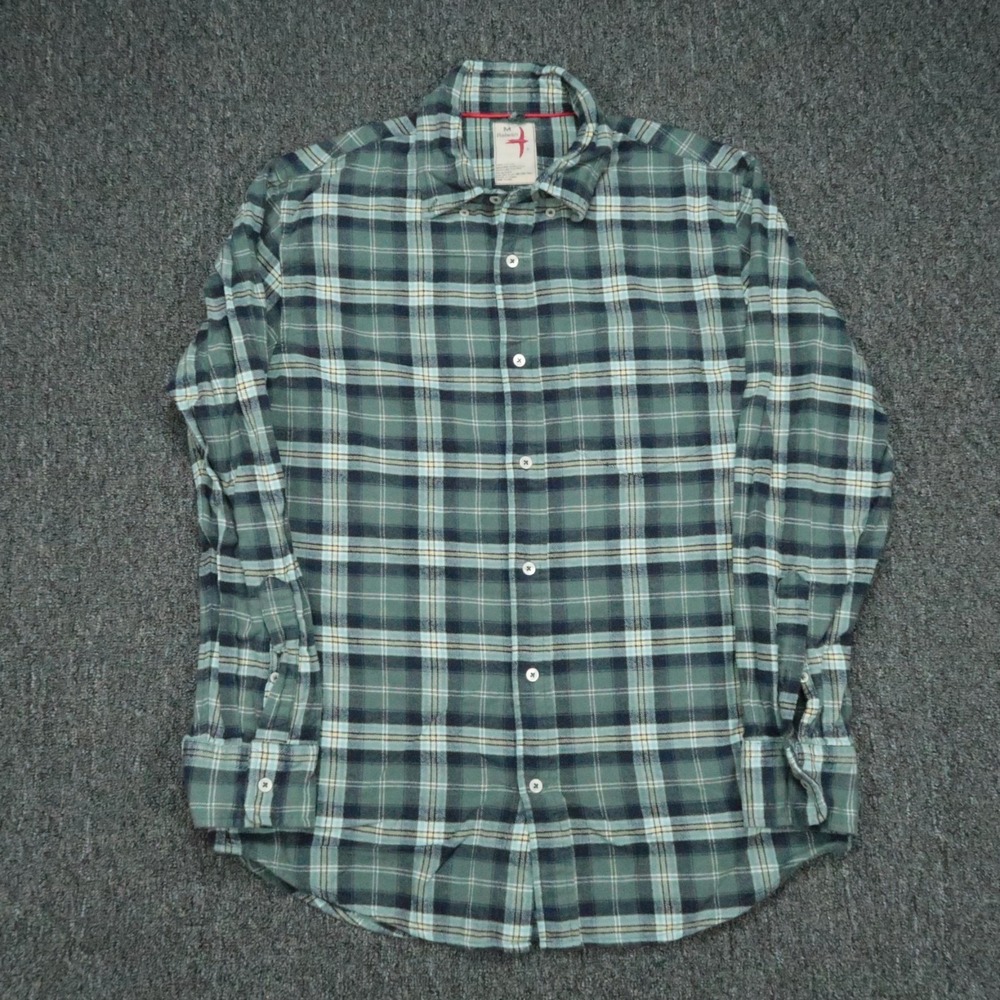 Relwen Shirt Mens‎ Medium Green Blue Plaid Flannel Long Sleeve Button